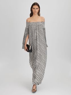 Reiss Fabia Bardot Stripe Maxi Dress size 8 new with tags