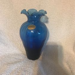 Vintage Blue Murano Style Glassware Crystal Clear 