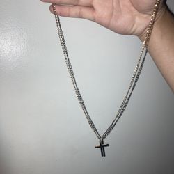 24 Inch Cross Gold Plated Chain 