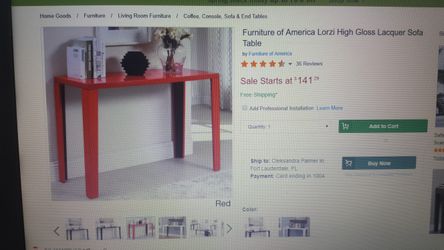 High Gloss Lacquer Sofa Table RED(NEW)BLACK FRIDAY SALE: $65 IF BUY BEFORE 11/25/2018