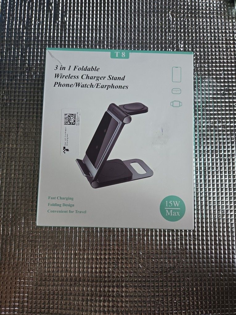 3 in 1 Foldable Wireless Charger Stand for Phone, Watch & Earphones