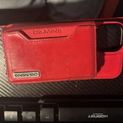 DG.MING Red Phone Case With Wallet Magnetic 