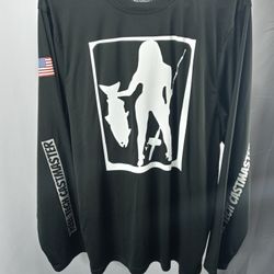 Reel Tech Mens Size XL Black No Fade Polyester " But can she can work a poll" Fishing Outdoor Shirt. Excellent like new condition awesome color combin