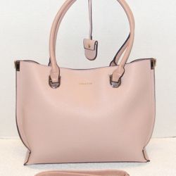 CHARLOTTE LOU PINK LEATHER LARGE CROSSBODY SHOULDER HANDBAG GUC
