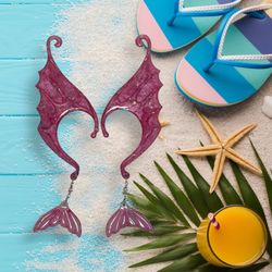 Pink Mermaid Non Pearce Earrings 