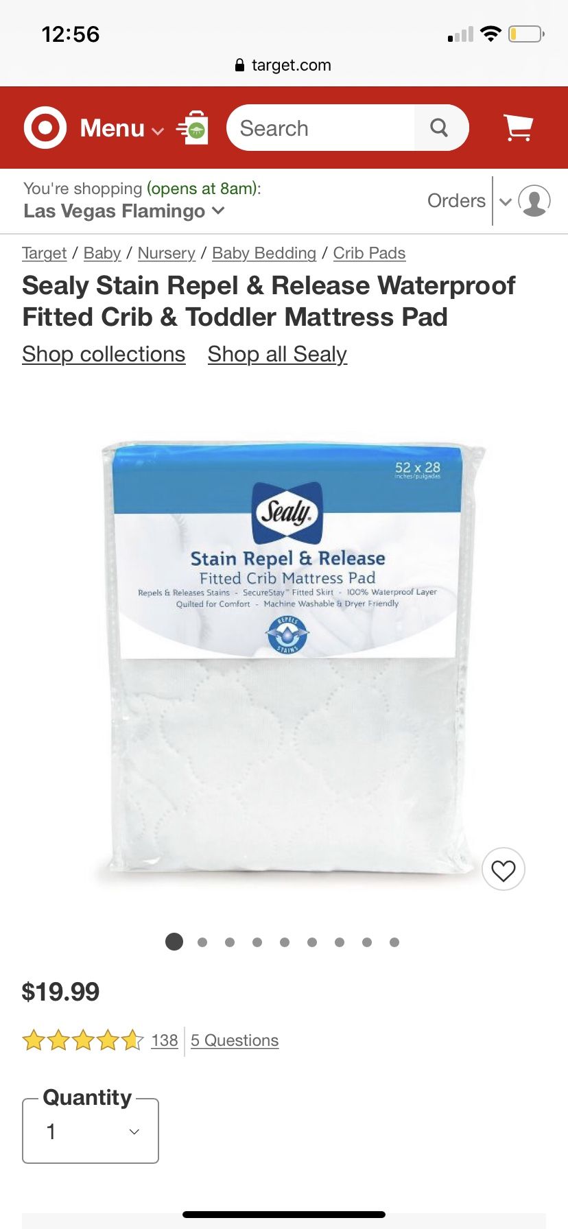 Sealy stain and waterproof fitted crib mattress pad
