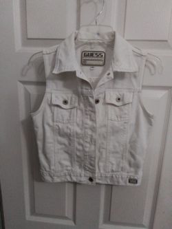 Guess White Denim Vest