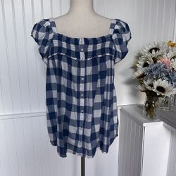 Blue & White Checkered Top