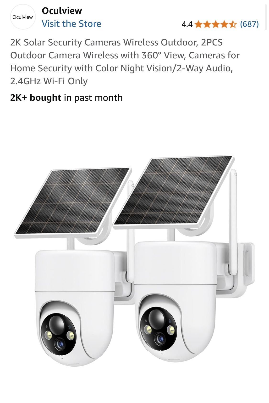 Oculview New 2 solar, security, outdoor cameras