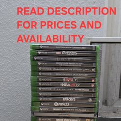 XBOX ONE GAMES, FIRM PRICE, GOOD CONDITION, READ DESCRIPTION FOR PRICES AND AVAILABILITY