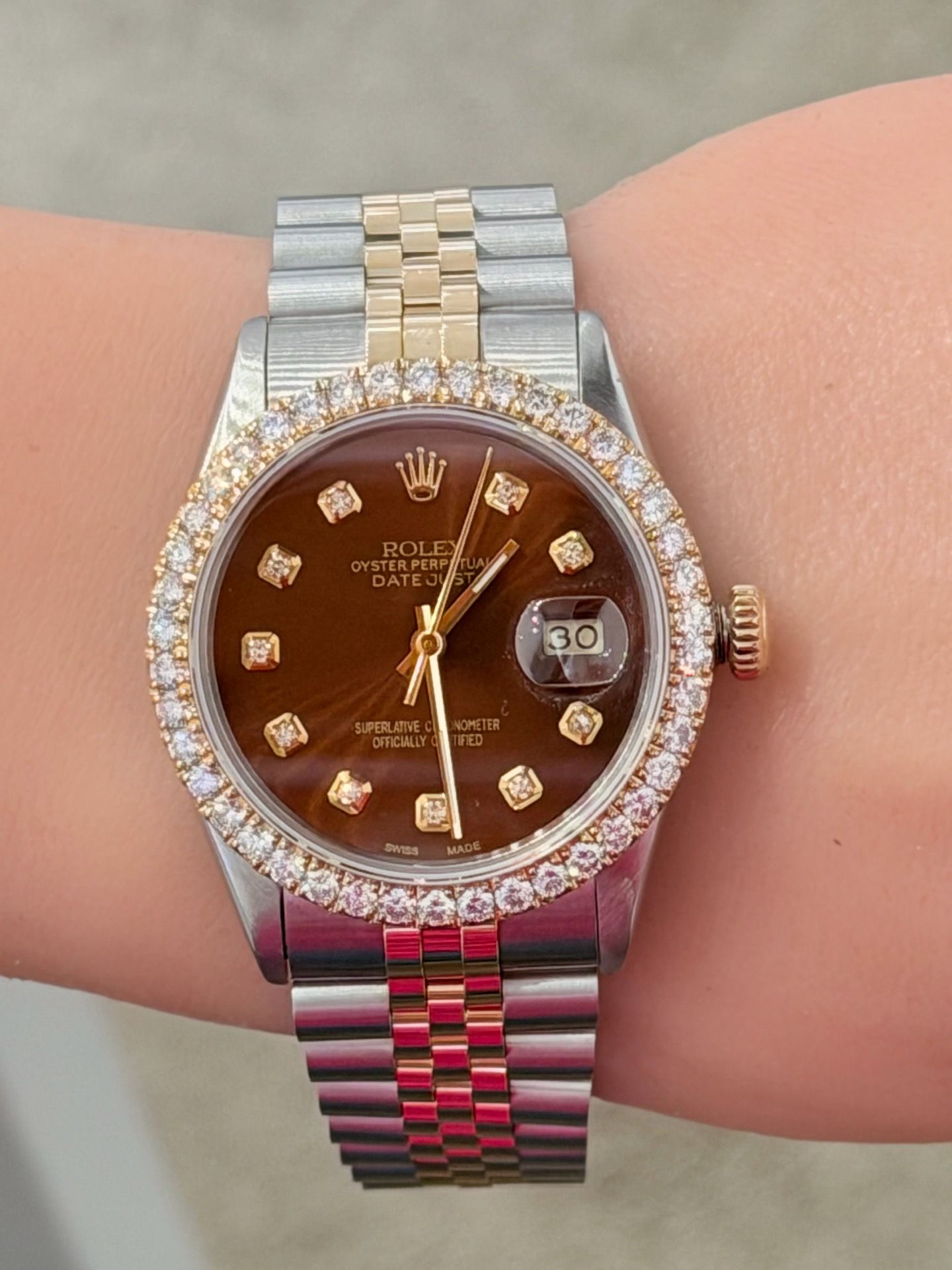 Rolex Preowned 36mm DateJust Chocolate Diamond Dial Quickset