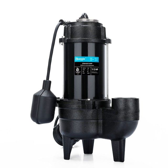 BOMGIE 1/2HP Submersible Sewage/Effluent Pump, 6000GPH Sump Pump with 10ft Automatic Tethered Float Switch, Cast Iron, 2'' NPT Discharge for Sewage Ba