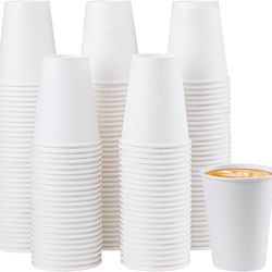 Lamosi 12OZ Paper Coffee Cups 180 Pack, Disposable Coffee Cups, 12oz White Paper Hot Cups, Disposable Water Cups for Cold Hot Drinks (No Lids)
