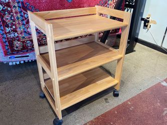 APPLE 3-Tier Solid Wood Rolling Display Shelf