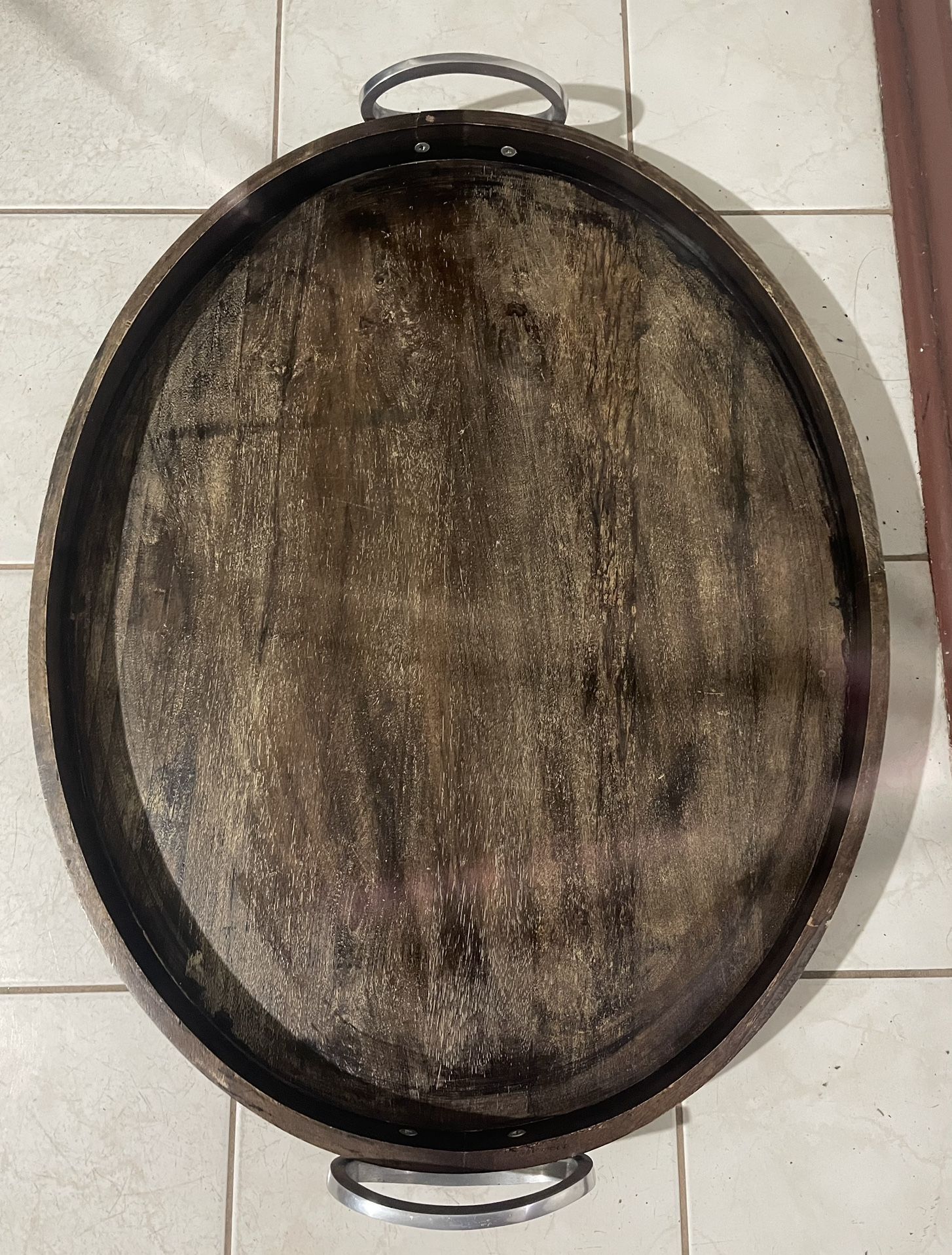 Kalmar Home Solid Acacia Wood Oval Serving Tray large