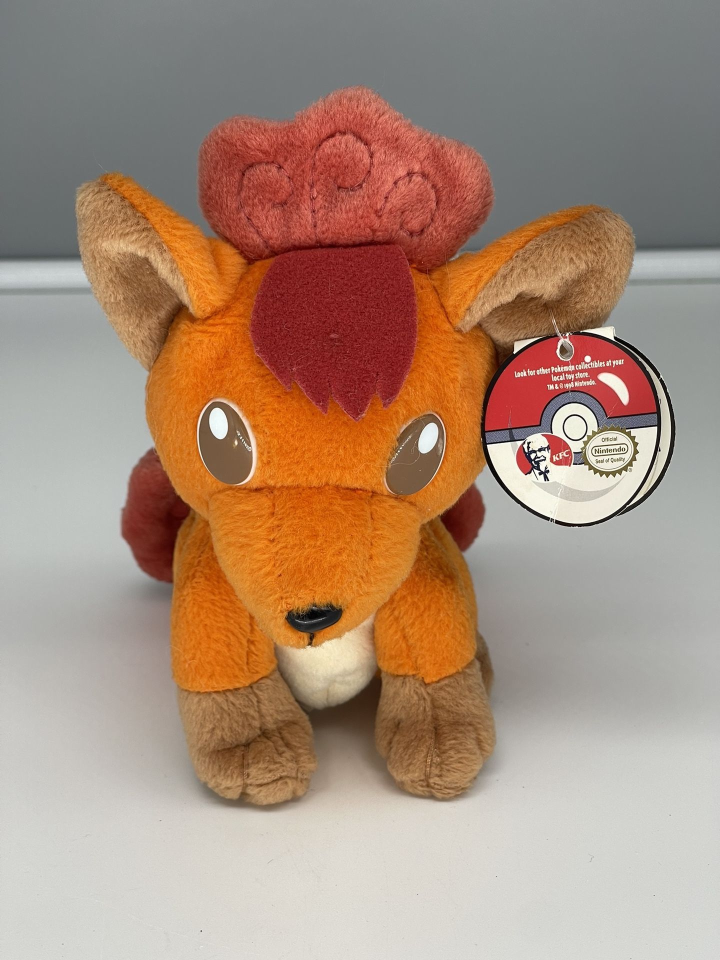 Pokemon Vulpix Plush 6" Orange 1998 Applause Vintage KFC Beanbag Fill - Paper Tag Still Attached - VTG