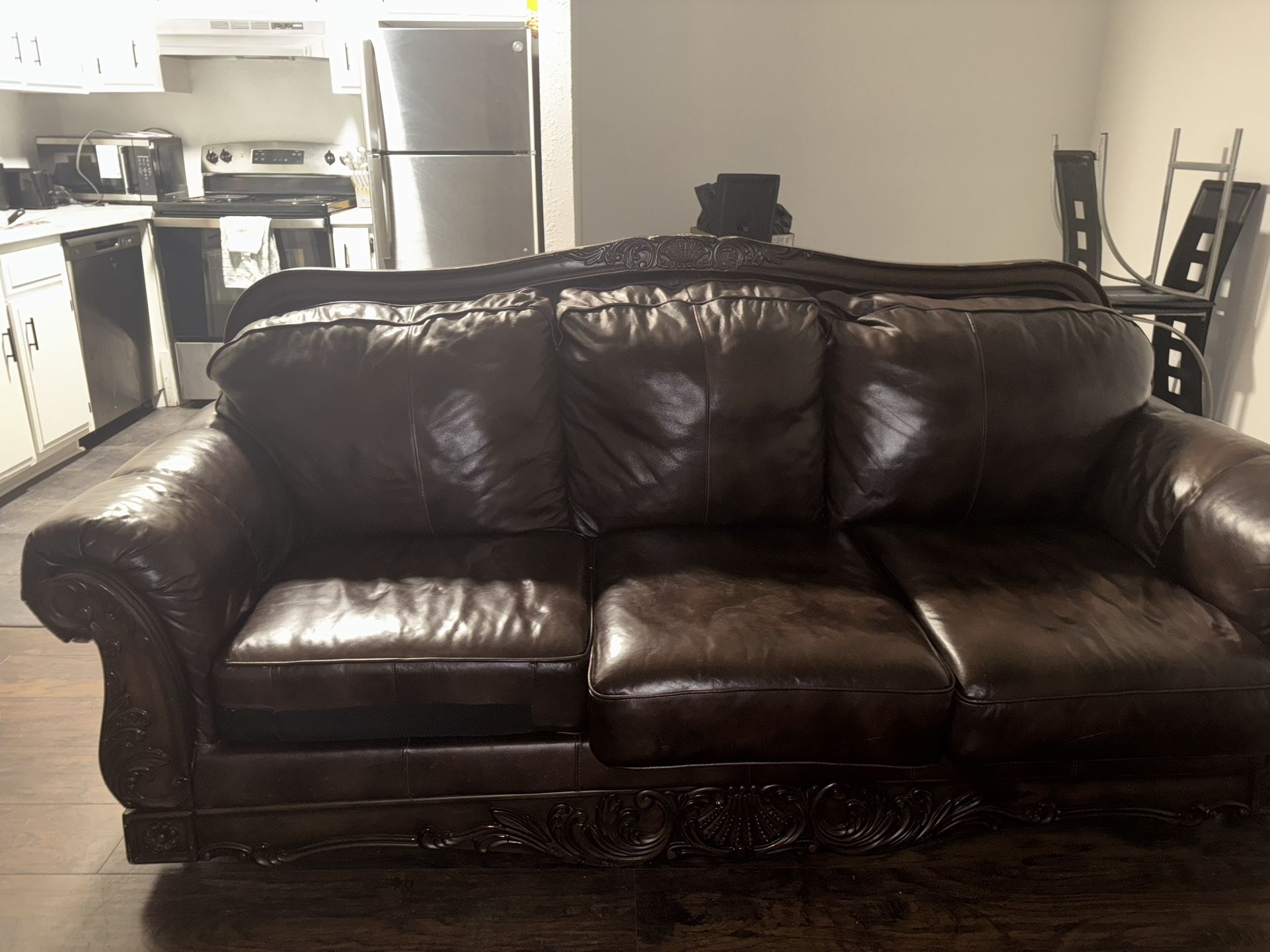 Brown Leather Couch Set