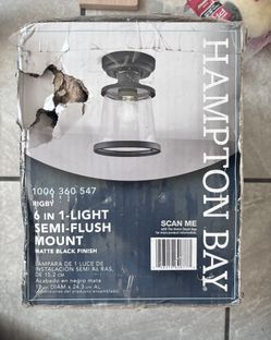 Rigby 6 in 1 light semi-flush mount, Black Matte finish