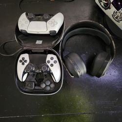 Ps5, Dual Edge Controller, Stock Controller And Wireless Headset
