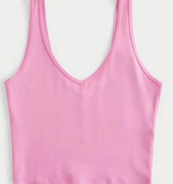 Women's Hollister Hot Pink V Neck Active Cropped Tank Top Size Small Short