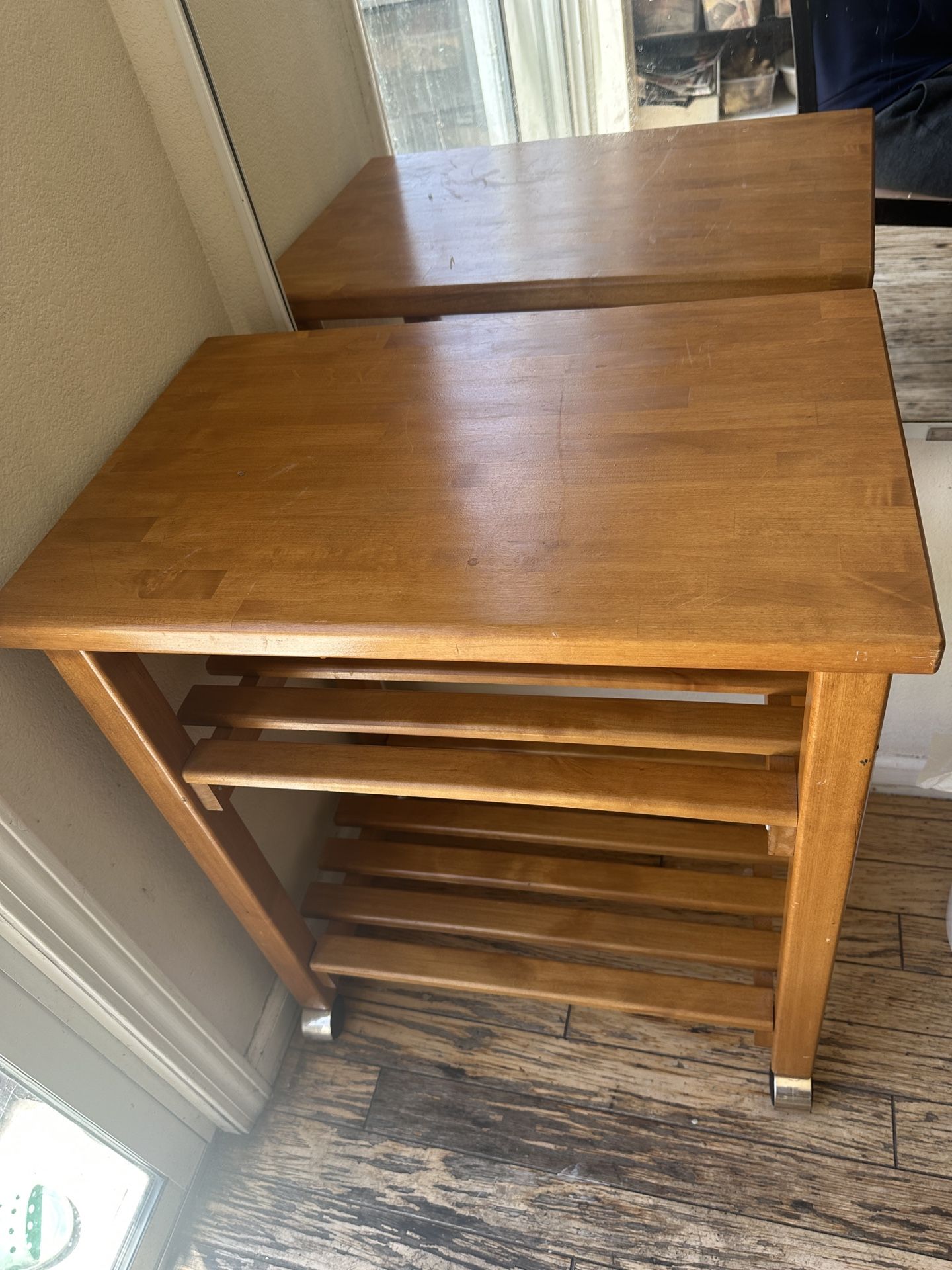 Wooden Accessory Cart With Wheel