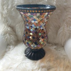 PARTYLITE GLOBAL FUSION MOSAIC HURRICANE CANDLE HOLDER 12"