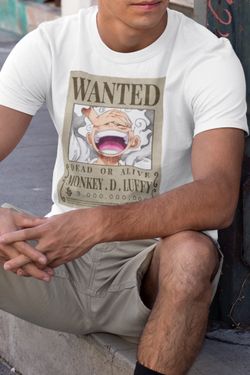 New Hot Topics One Piece Luffy Gear 5 Wanted Poster T-Shirt Adult Sizes (S - XL)