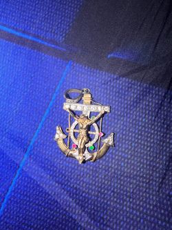 Gold Jesus anchor pendant