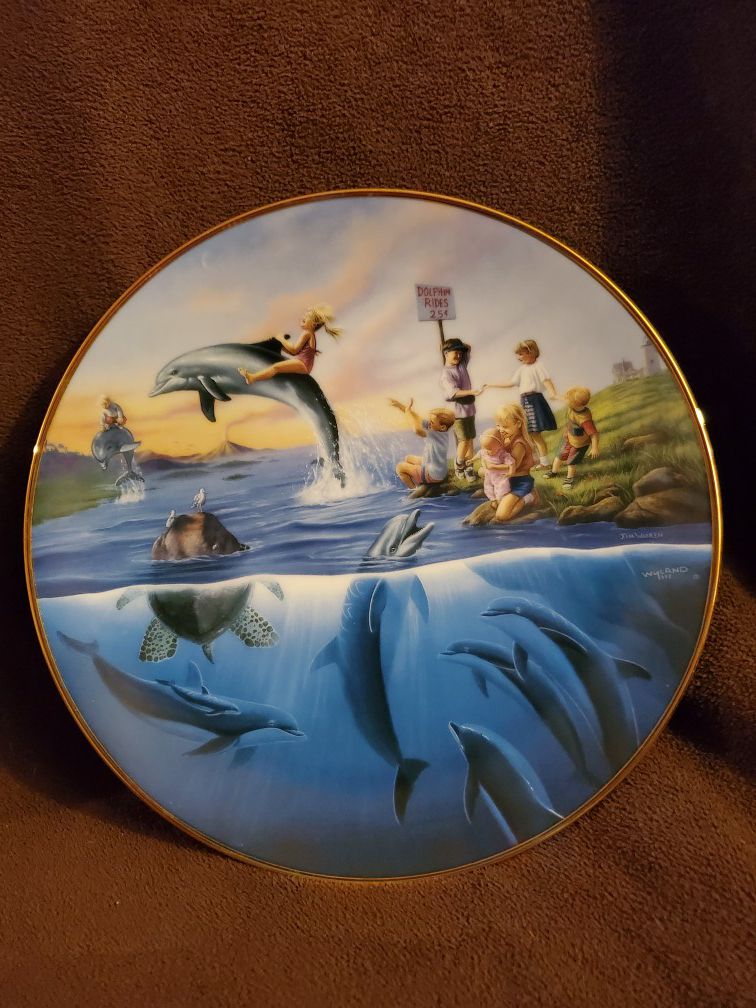 Wyland "Dolphin Rides" First Edition Collector Plate