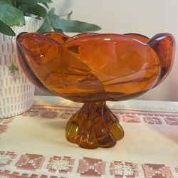 Viking Glass Orange Candy Dish