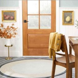 Braided Rug Round 5ft Neutral Magnolia Farmhouse Country Cottage
