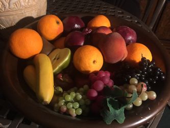 Fake fruits in a big bowl