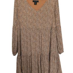 Tahari Women's Brown Polka Dot Long Sleeve Baby Doll Dress Size Small