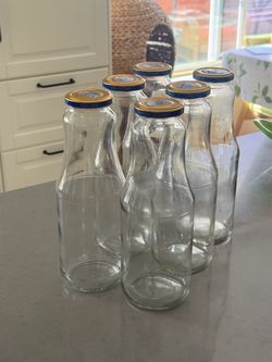1 liter Clear Glass Bottles with twist-off vacuum lids - Pack of 6