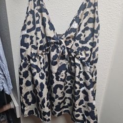 Cheetah Design Flowy Slender Strap Top