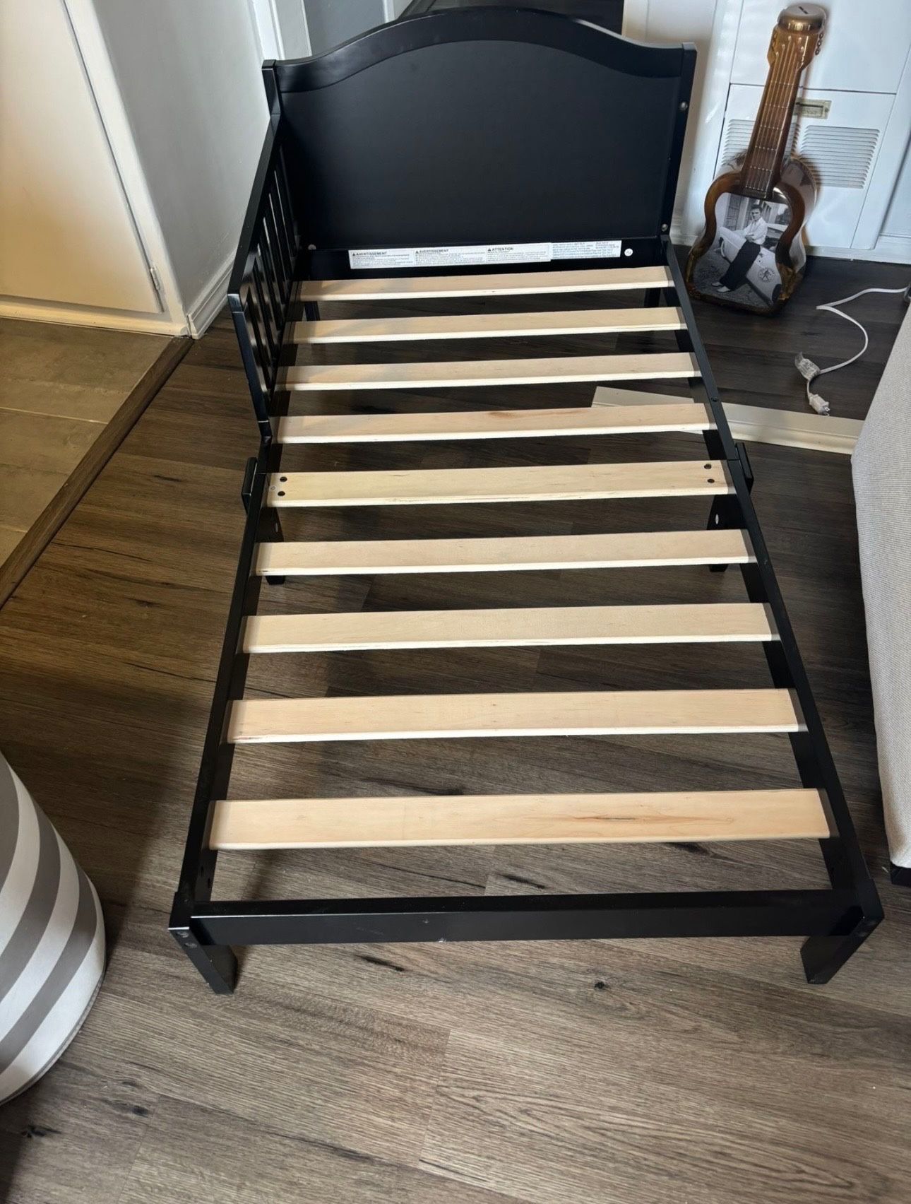 Black Toddler Bed With Mattress.