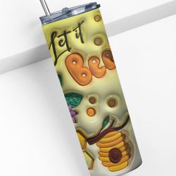 Let it Bee Amazing Custom Design Stainless Steel Tumbler, 20 oz, Bee and Honeycomb Theme with Lid and Straw