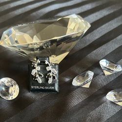 Black & Clear Crystal Earrings – .925 Silver