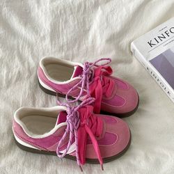 Women's chunky sneakers retro German training shoes ugly-cute niche design spring/autumn casual comfortable lace-up height-increasing versatile sneake