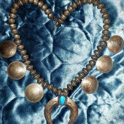 Navajo Squash Blossom Sterling Silver Necklace 