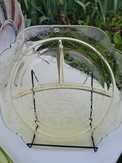 Vintage Madrid Yellow Depression Glass Relish Tray