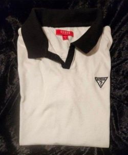Black & White GUESS Polo - Logo Sleeves (SIZE: S)