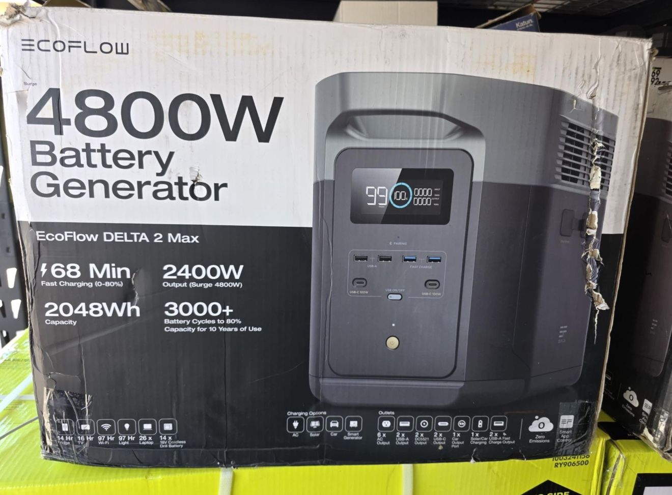 EcoFlow Battery Generator DELTA 2 Max Solar Generator, 2400W Output,2048Wh LFP Power Station for Home Backup Push-Button