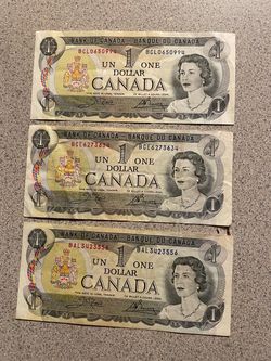 1973 Canadian One Dollar Bills – Lot of 3