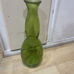Green Glass Flower Vase