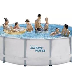 Summer Waves 14ft Elite Frame Pool with Filter Pump, 