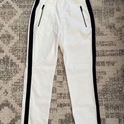 NWT Rag & Bone Pants Simone White Ankle High Rise Zipper Side Stripe Size 10