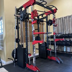 Smith Machine 200 | Adjustable Bench | 245lb Cast Iron Olympic Weights | 7ft Olympic Bar | Fitness | Gym Equipment | FREE DELIVERY/INSTALLATION 🚚 🛠️