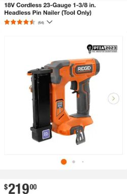 RIDGID 18V Cordless 23-Gauge 1-3/8 in. Headless Pin Nailer (Tool Only)