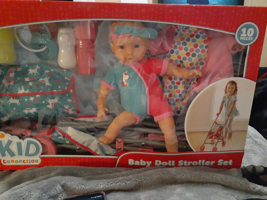 Kid CONNECTION BABY DOLL AND STROLLER SET